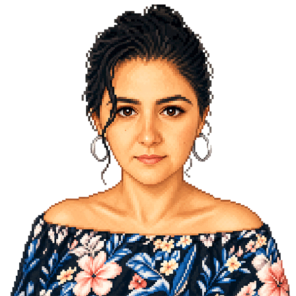 Pixel art portrait of Duygu Bingöl